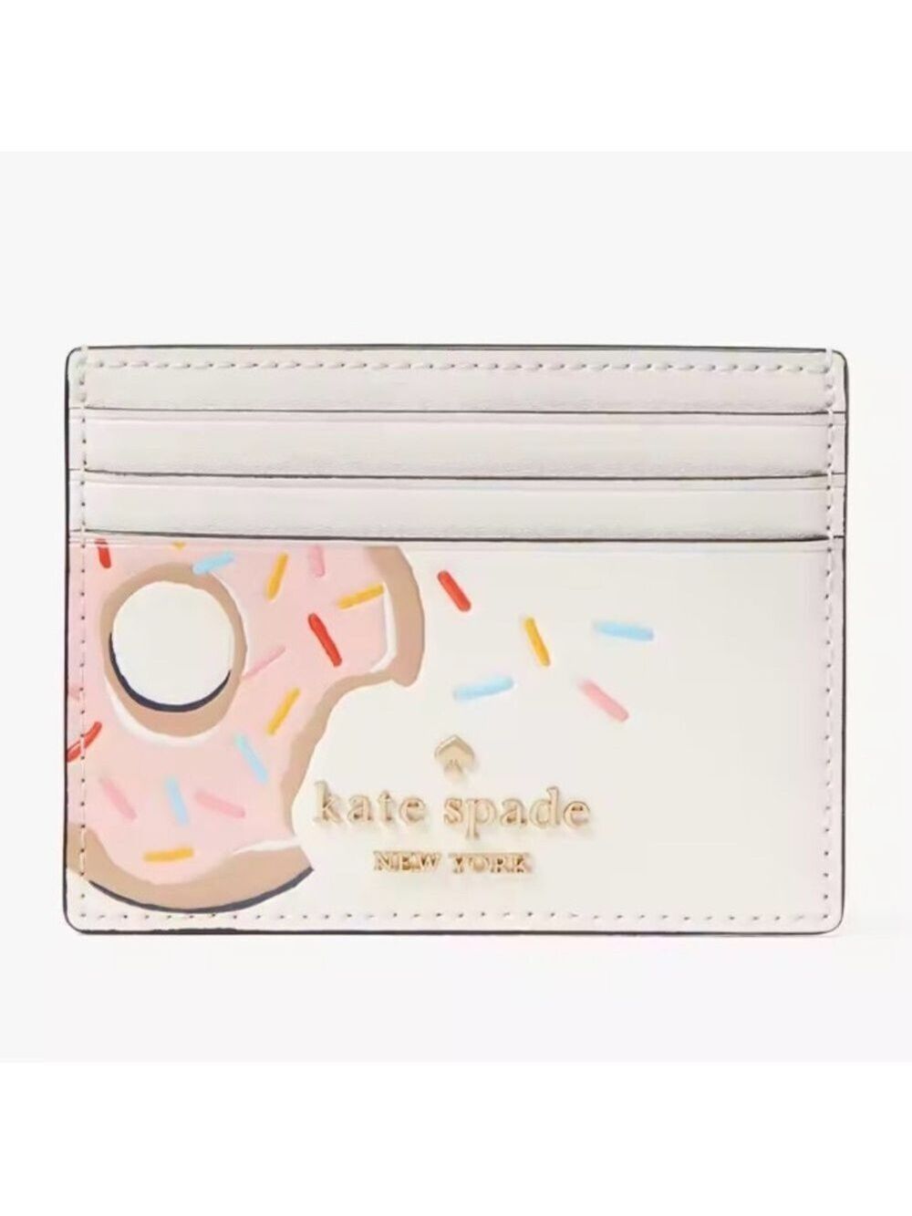 Kate Spade Coffee Break Donut Slim Card Holder, Cream Multi